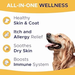 Omega 3 Fish Oil for Dogs (180 Ct) - Skin & Coat Chews - Dry & Itchy Skin Relief + Allergy Support - Shiny Coats - EPA&DHA Fatty Acids - Natural Salmon Oil Chews Promotes Heart, Hip & Joint Support Omega 3 Fish Oil for Dogs 180 Ct Skin Coat Chews Dry Itchy Skin Relief Allergy Support Shiny Coats EPADHA Fatty Acids Natural Salmon Oil Chews Promotes Heart Hip Joint Support