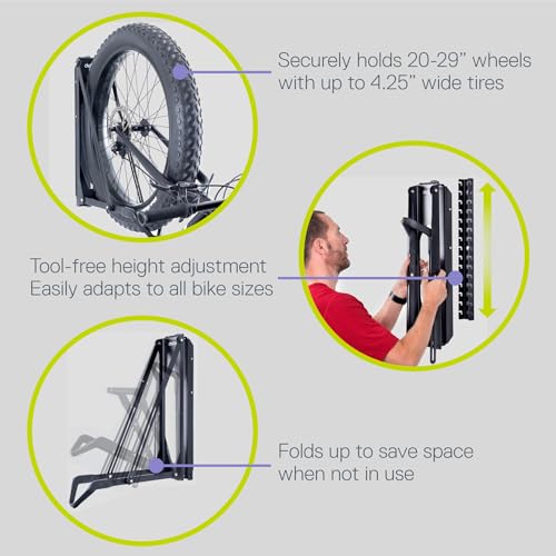 Image of Pivot Bike Storage Rack by Delta Cycle - Bike Rack Garage Wall Mount Swivels to Save Space - No Lifting Required Vertical Bike Rack - Indoor Bike Storage Wall Hanger Holds Up to 100 lbs