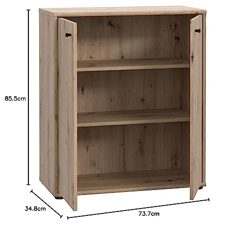 FORTE TEMPRA 2 Kommode mit 2 Türen, Holzwerkstoff, Artisan Eiche Dekor, (B x H x T) 73,7 x 85,5 x 34,8 cm