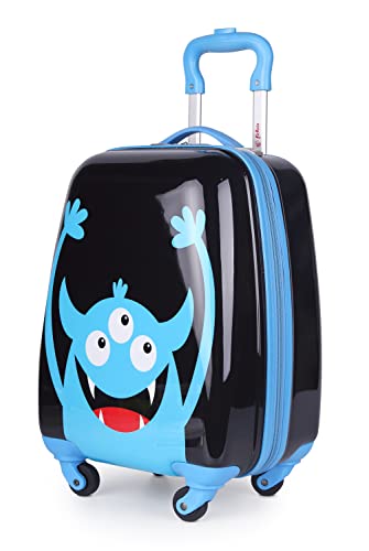 Hauptstadtkoffer - for Kids, Kinderkoffer mit Motiv Monster, Kindertrolley, Koffer für Kinder, Reisekoffer, Schwarz/Blau Cover