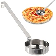 TIDTALEO Pizza Sauce Ladle with Long Handle, Flat Bottom Measuring Spoon for Kitchen Sauce, Baking and Stirring, Sturdy Non-Stick Spoon for Cooking and Serving