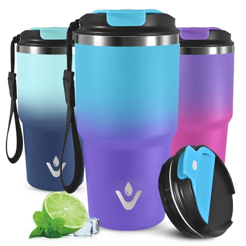 Mujigaga Vaso Termico 600ml, Antigoteo Vaso Termo Cafe para Llevar, Aislada al Vacío Taza Termica, Doble Pared Aislante, Taza Termo para Frío y Caliente, para Viajes, Gimnasio, Escuela, Colegio
