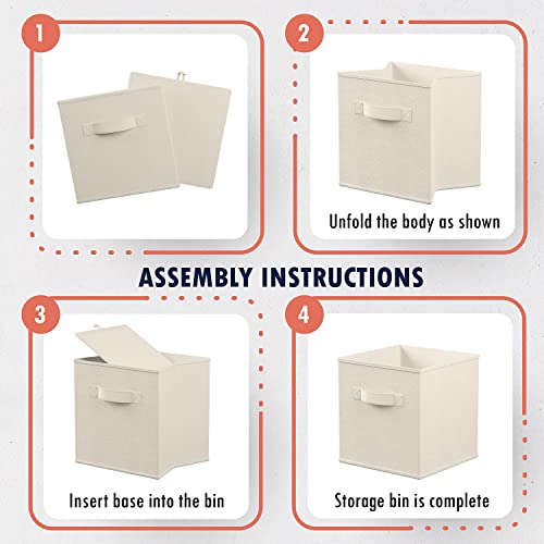 Ornavo Home Foldable Collapsible Storage Box Bins Shelf Basket Cube Organizer With Dual Handles - Set Of 6-11 X 11 X 11 - Cream #TOP6