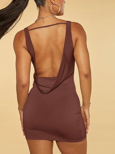 Image of MakeMeChic Women's Backless Mini Dress Square Neck Sleeveless Bodycon Tank Dress Party Club Dresses