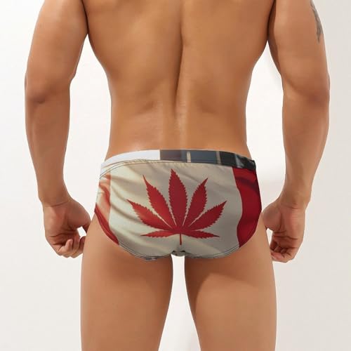 Canadian Weed Flag Mens Swim Briefs Sexy Bikini Swimwear Bathing Suits Trunks2