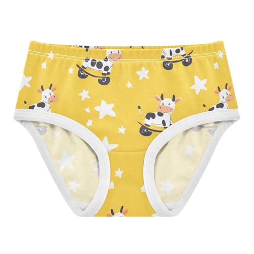 Wusikd Cow Riding Skateboards Girls' Underwear Cotton Cute Girls Briefs Soft Toddler Underwear 2T