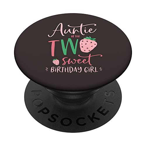 Tante des deux Sweet Birthday Girl Strawberry 2nd Party PopSockets PopGrip Interchangeable