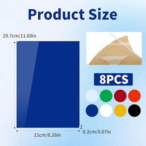 eupdd 8 Stück A4 Colored Acrylic Sheet: 2mm Acryl Kunststoffplatte für Laser Gravur, Schneiden, Basteln, Heimdekoration, Handwerk und DIY Projekte