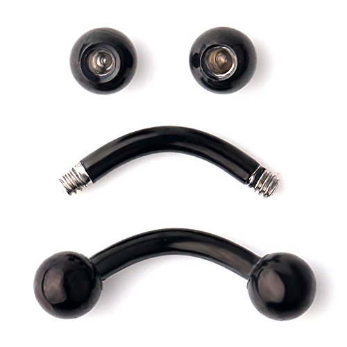 Ruifan Lot of 10 Eyebrow Piercing Jewelry Curved Barbell with Ball Kit Eyebrow Tragus Lip Ring 16g 6mm 8mm 10mm 12mm2