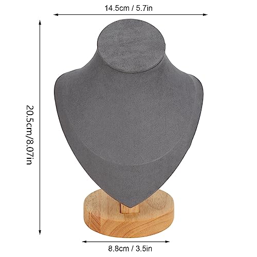 Asixxsix 6,9-Zoll-Halsketten-Ausstellungsständer, Flanell-Schmuckstaffelei, Halsketten-Ketten-Ausstellungs-Büste-Ständer Turm-Rack Mannequin-Schmuck-Büste-Ausstellungshalter für Shop-Event-Show(Grau)