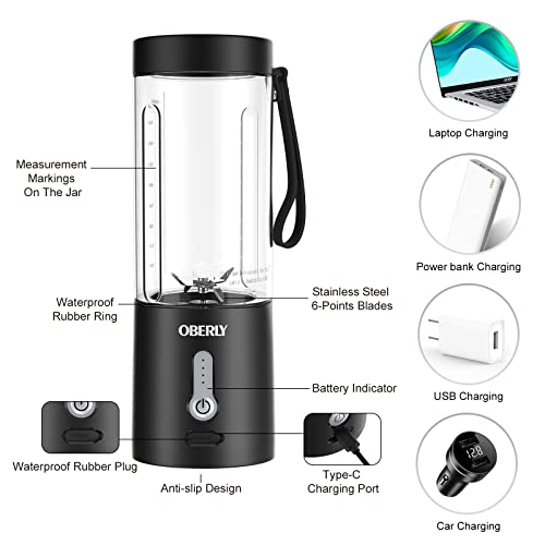 Blend Portable Blender Jet For Shakes And Smoothies, Oberly Personal Travel Blender For Protein With 4000Mah Usb Rechargeable Battery, Crush Ice, Frozen Fruit And Drinks, 18 Oz Mini Travel Cup #TOP4