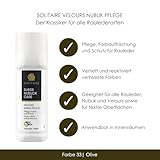 Velours Nubuk Pflege, 75 ml, Farbauffrischung, Lederpflege und Imprägnierung Farbaktivierung von Schuhen aus Willdleder, Rauleder, Veloursleder, Nubukleder und Textilien | Farbe: Olive