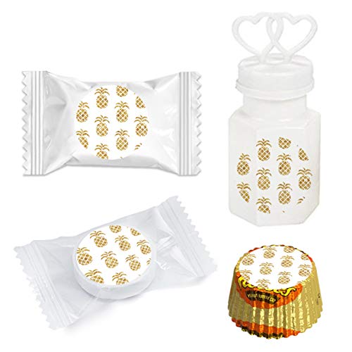 Andaz Press Birthday Chocolate Drop Labels Trio, Fits Kisses Party Favors, Gold Pineapples, 216-Pack #TOP3