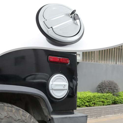 Locking Gas Tank Cap Cover Compatible with Hummer H2 2003-2009?Locking Gas Cap Cover, Fuel Tank Door with Lock?aluminum alloy Car Fuel Tank Gas Filler Cap Cover Accessories (Style D)