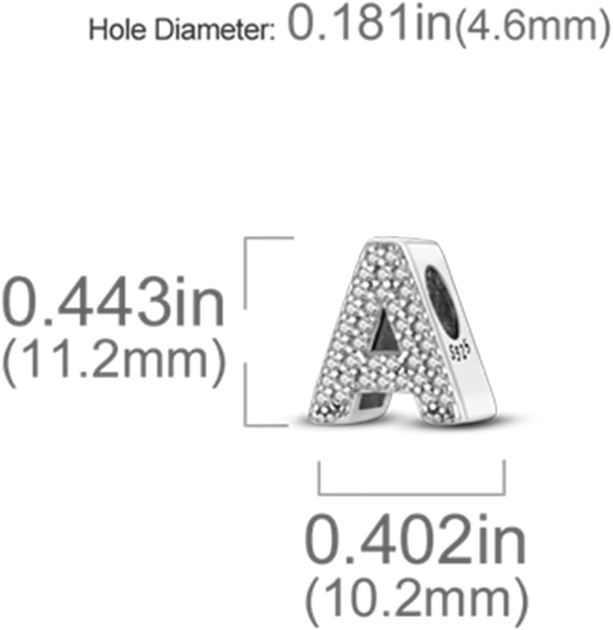 925 sterling silver bracelet necklace letter pendant, suitable for original bracelets, women's jewelry, 26 letter charm pendant, party birthday jewelry DIY gift - Image 2