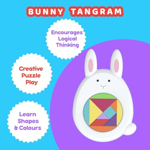 Image of 11 Piece Tangram Puzzle for Kids Aged 3-10 Years - Educational STEM & Brain Teaser Toy | Montessori Shape Puzzle with 7 Classic + 4 Curved Pieces | Build 50+ Animals & Objects