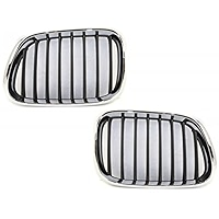 Passenger Side Black & Chrome Grille For 2000-2003 BMW X5 - Right Front, Vertical Billet Style
