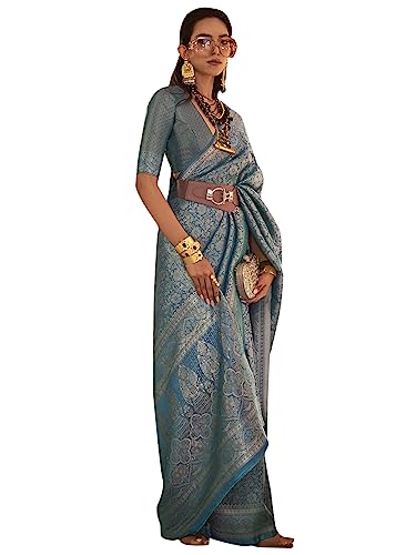 Sari Banarasi en soie AKHILAM élégant avec bordure Zari raffinée