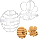Bakerlogy Set of 2 Cute Bee & Bee Hive Cookie Cutters - Detailed Design, 5mm Thickness, Dishwasher Safe - Image 1