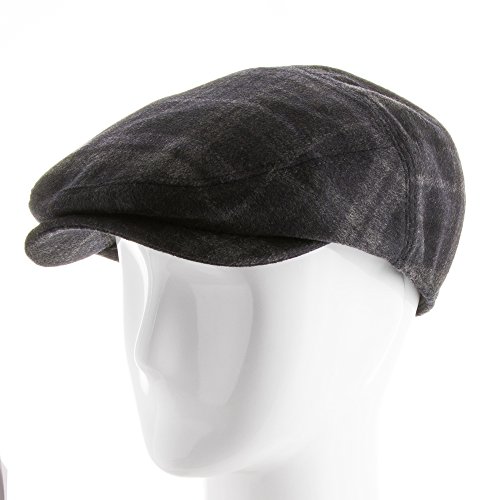Ultrafino Tusco Wool Grey Plaid Ivy Cap Newsboy Hat With Fleece Ear Flaps Navy 7 5/8 #TOP3