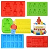 6 Pieces Building Brick Candy Mold Robots Silicone Fondant Mold Building Block Chocolate Silicone Mold for Ice Chocolate Candy Cake Making