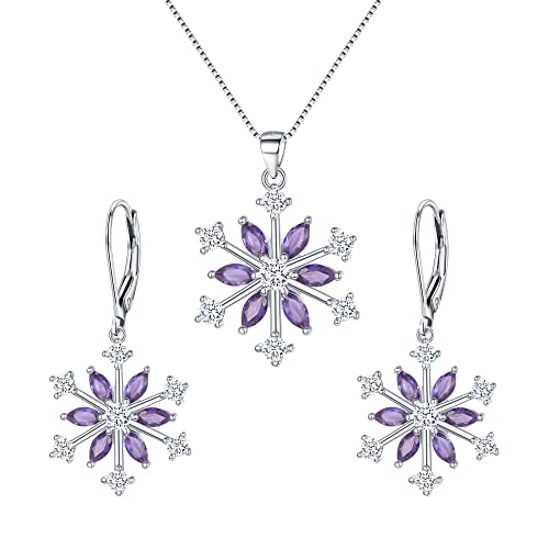 Snowflake jewelry set with sterling silver & cubic zirconia