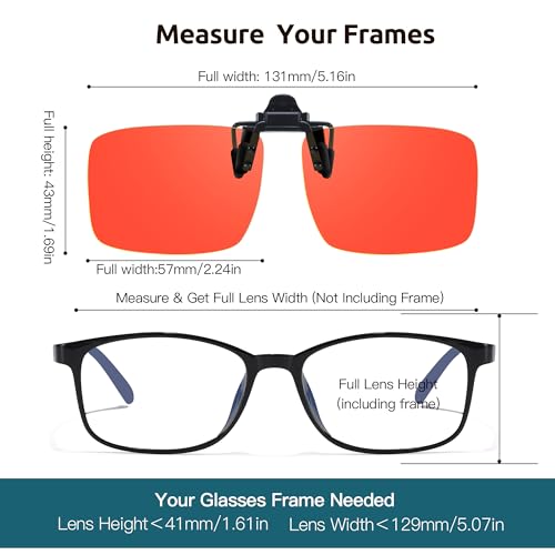 Image of Trysee Rectangular Clip-On Flip-Up Blue Light Blocking Glasses for Eyes Strain /Light Sensitive TS801