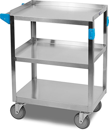 Carlisle Foodservice Products Stainless Steel 3 Shelf Utility Cart, 15.5" X 24", Silver #TOP4
