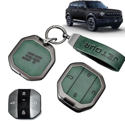 MuSylonz for Jetour T1 T2 Key Cover 2025 2026 Durable Alloy Metal Key Protector Case Anti-Fall & Wear-Resistant Car Keychain Accessory Compatible with Jetour T1 T2 Traveller Keys (Green)