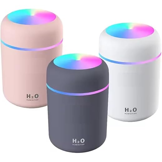 Humidifier for Room Moisture, Aroma Diffuser for Home, Mist Maker, Cool Mist, Small Quiet Air Humidifier, Ultrasonic Essential Oil Diffuser Electric (300ml, Multicolour)