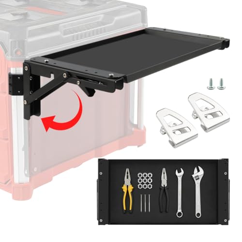 Folding Magnetic Table Compatible with Milwaukee Packout Toolbox, Powerful Magnetic Kit Heavy Duty Tool Tray Side Bracket(Color:Black) by Qelirone - Used condition - Image 8