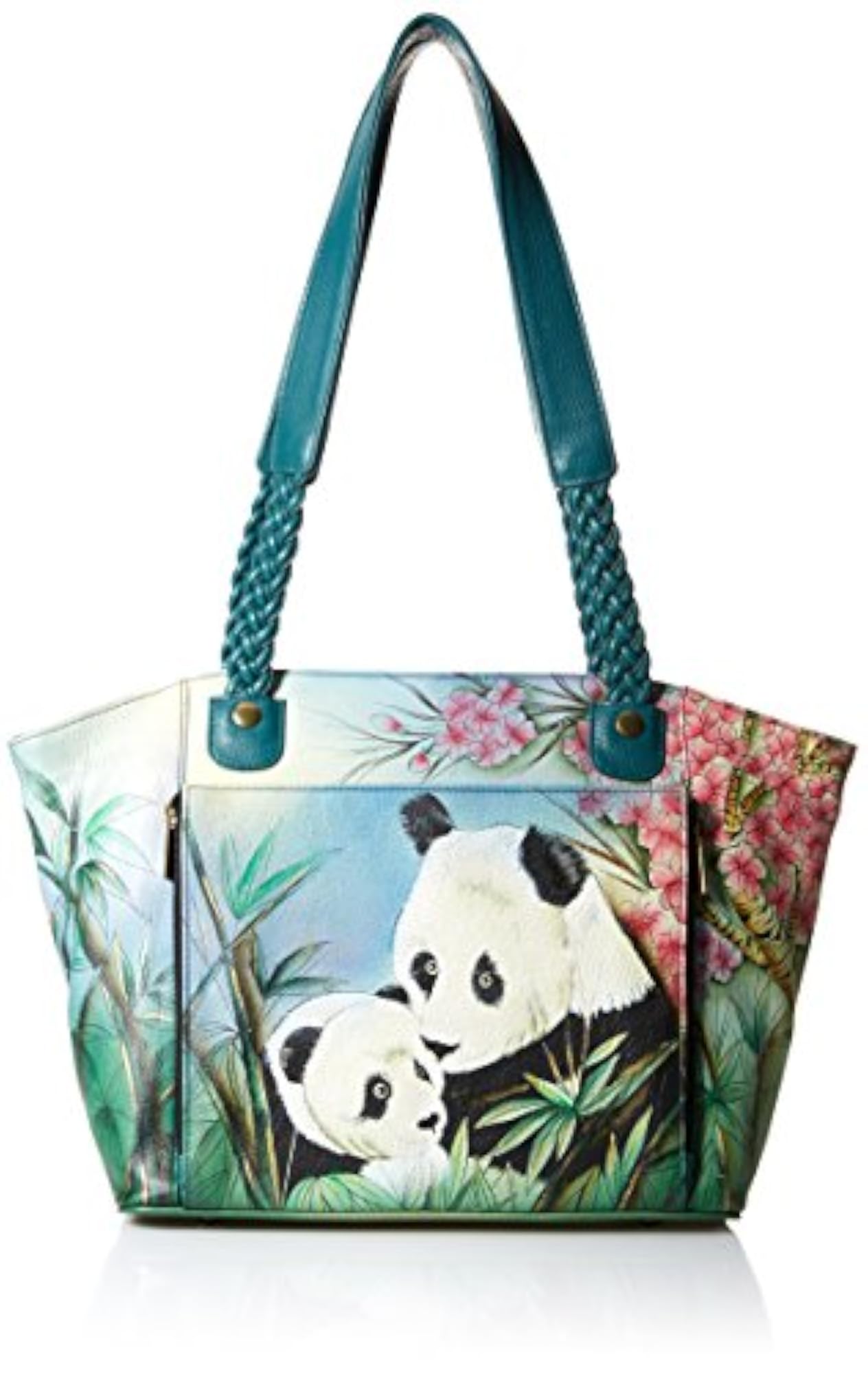 Hand Painted Leather Women's East West Organizer Tote