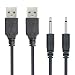 USB Adapter Cord 2.5mm Replacement DC Charging Cable USB Fast Charging Cable - (Black 2 Pack)