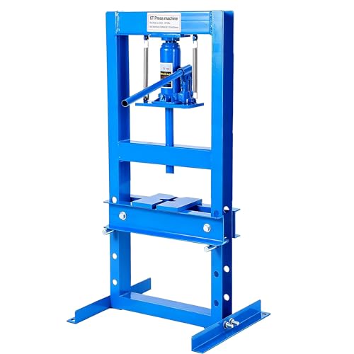 6 Ton Hydraulic h-Frame Shop Press, Heavy Duty Press with Adjustable Table & Stamping Plates for Auto Repair, Garage, Metalworking, Industrial Use - Blue