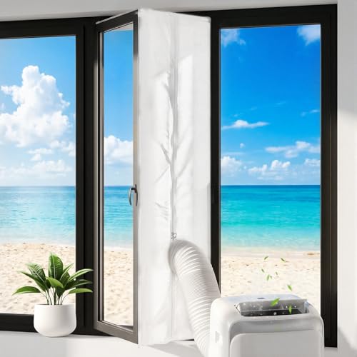 Spehulg Air Conditioner Window Seal 400CM AC Window Seal Kit with 2 Zipper Velcro Air Conditioning Window Seal Kit for Portable Air Conditioner Tumble Dryer Dehumidifier Anti-Mosquito Heat Insulation