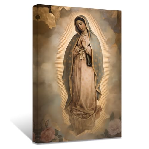 Toile Vierge Marie catholique 40x61 cm pour mur vide de salle à manger