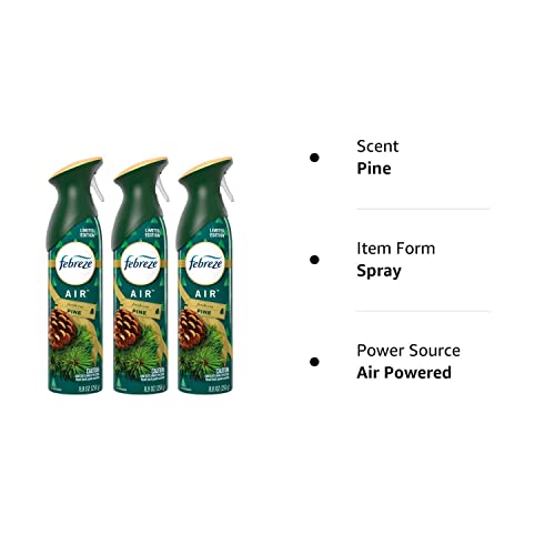 Febreze Air - Air Freshener Spray - Fresh-Cut Pine - Limited Edition Holiday Collection 2020 - Net Wt. 8.8 Oz (250 G) Per Bottle - Pack Of 3 Bottles #TOP6