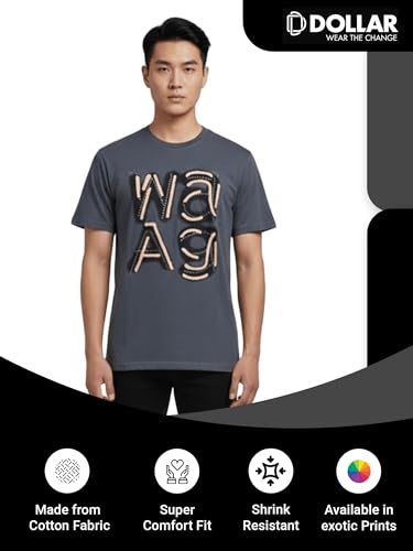 Image of Dollar Men's Pack of 1 Printed Non Zipper Round Neck T-Shirt