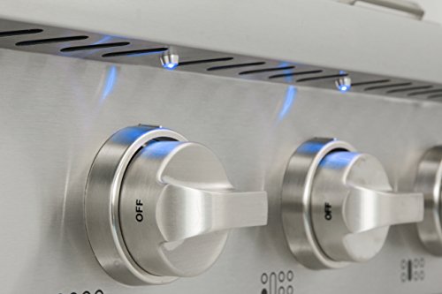 Thorkitchen HRT4806U Gas Rangetop with 6 Sealed Burners with Iron Grates, Metal Knobs with LED light, Stainless steel