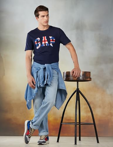Image of Gap Men Printed Regular fit Half Sleeve Round Neck Cotton T-Shirt