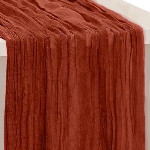 1 Pack Terracotta Cheesecloth Table Runner 35×120 Inch 10Ft Rustic Gauze Cheese Cloth Table Runner Sheer Cheesecloth Table Runners for Wedding Party Bridal Shower Decoration