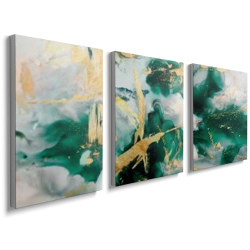 prinfantasy Wall Art 3 Piece Green - Canvas Painting Abstract Art Print for Home Decor Frame 30x40cm 3PCS 0503