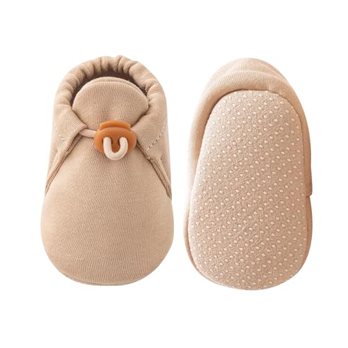 KARUNEL Baby Booties Newborn Infant Shoes Cozy Soft Warm Cotton Boots for Boys Girls Khaki 3-6 Months