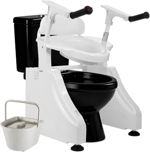 Hybodies Electric Toilet Seat Lift, 3-in-1 Commode Chair Riser with Backrest, Removable Bucket & Foldable Armrest for Easy Transfer | 440 LBS Heavy-Duty, Mobility Aids for Seniors & Disabled