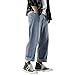 DOSLAVIDA Men's Work Jeans Casual Hip Hop Cargo Solid Color Loose Fit Straight Wide Leg Cotton Denim Pants with Zipper