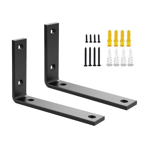 SAYAYO Black Shelf Brackets Heavy Duty 5MM Thick Angle Bracket Metal L Brackets for Shelves Wooden Shelf Bracket & Supports Wall Hanging Corner Brace