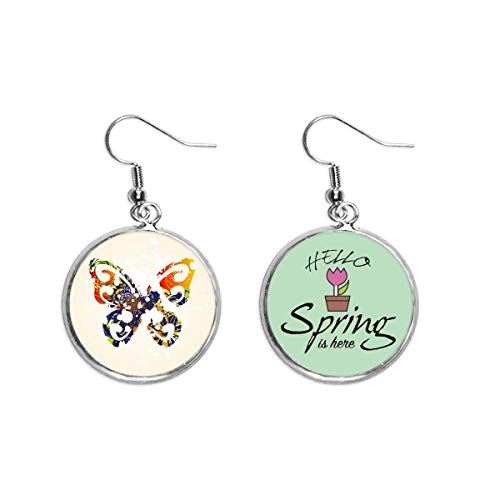 Pendientes de primavera colgantes estilo graffiti con flores