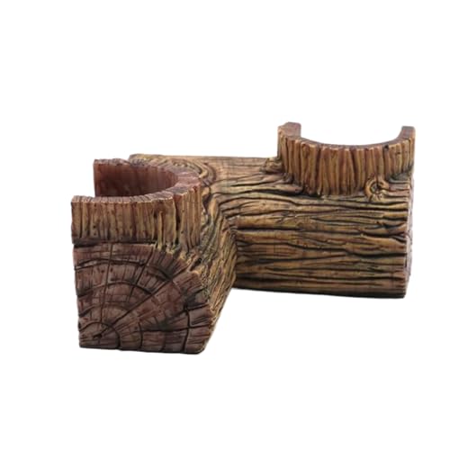 Aquarium Underground Cave - Two Hole Shrimp Cave - Wood Grain Decoration for Freshwater Saltwater Corner Tanks Home Bedroom Terrarium School Restaurant