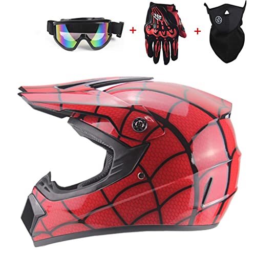 CASCO DA MOTOCROSS SET - Include occhiali motocross, guanti da moto e maschere (4 pezzi)