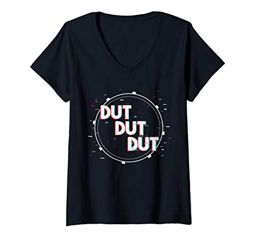 Femme Drummer: Dut Dut Dut - Tambours T-Shirt avec Col en V